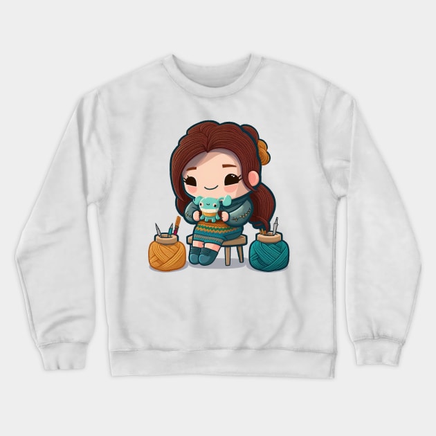 Chibi Knitting Mom Crewneck Sweatshirt by ShirtStories